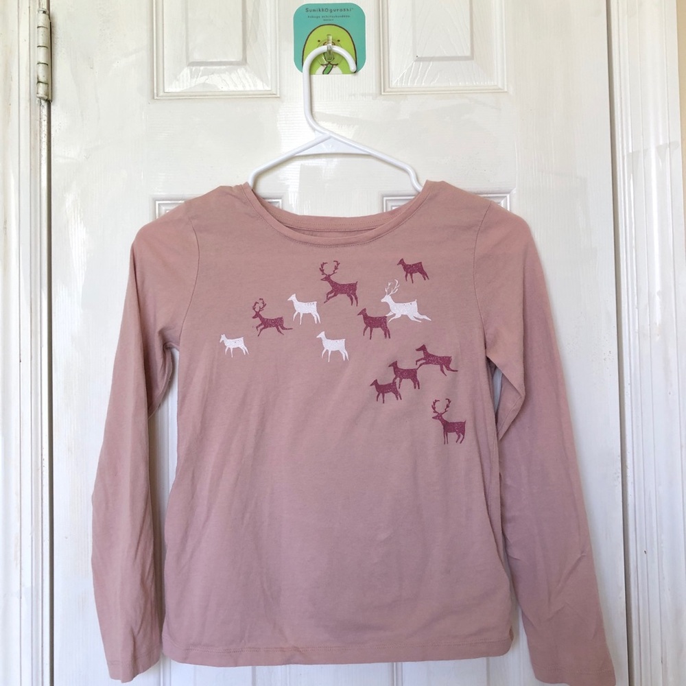 Gap kids Pink Christmas Reindeer shirt
